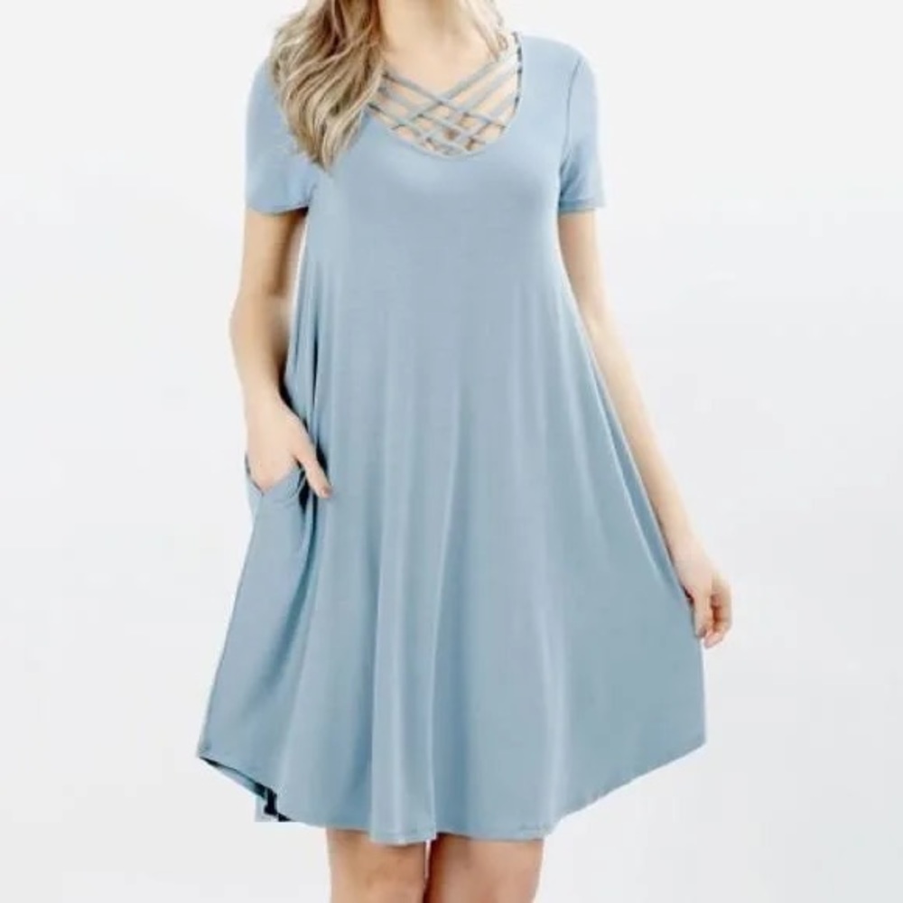 Blue Basic Dress Small